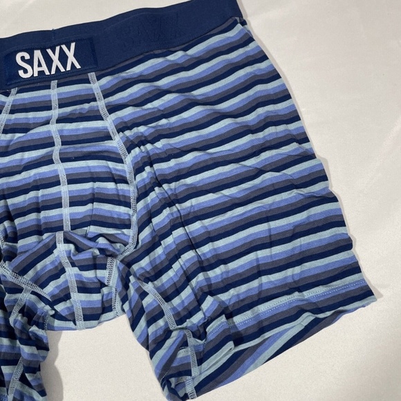 NIB SAXX [ Small XL ] Vibe Modern Fit Stretch Boxer Briefs Blue Stripe‎ - Picture 11 of 16